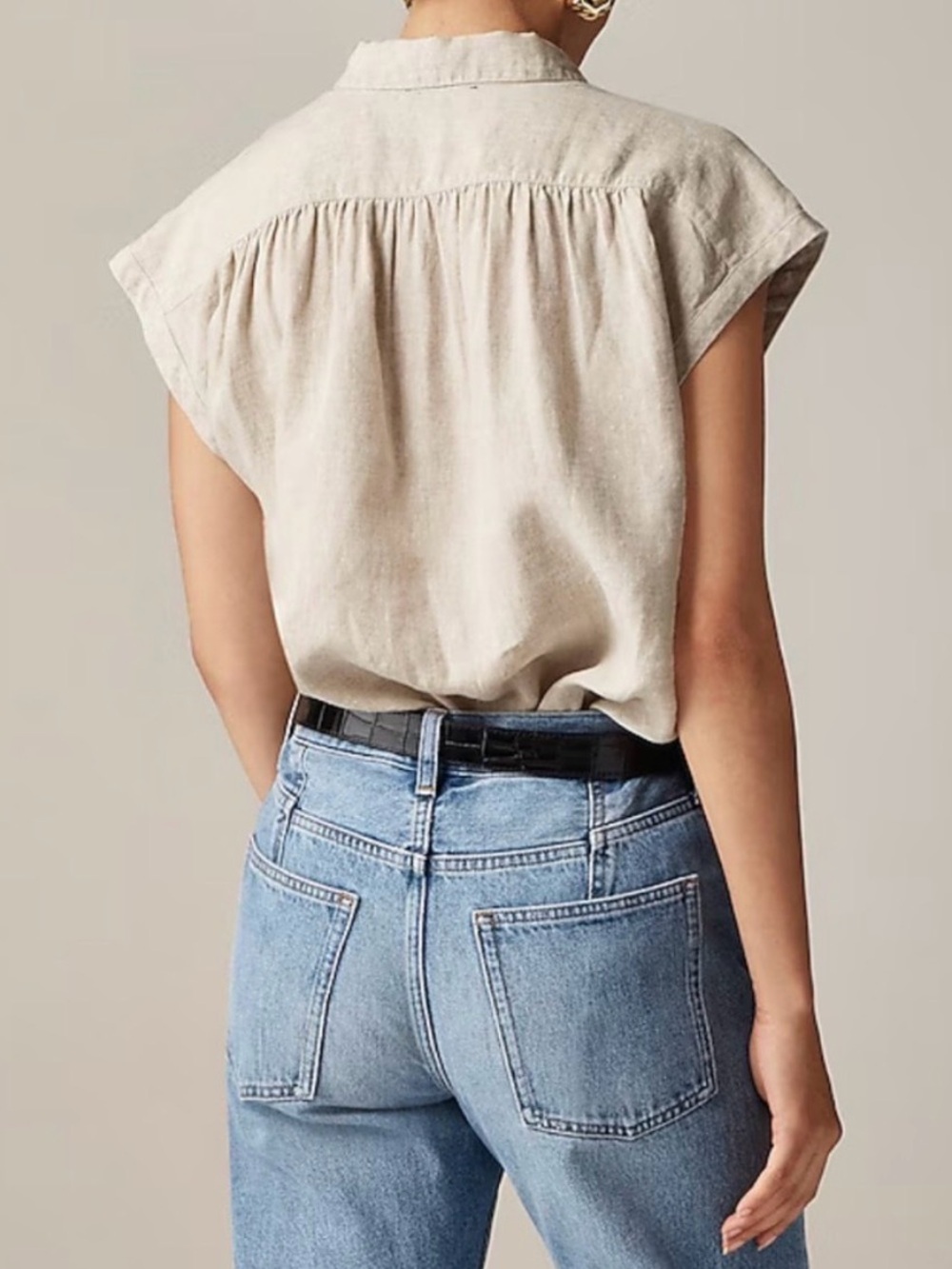 J.Crew New Capitaine shirt top in Baird McNutt Irish linen relaxed fit Sz S - Picture 3 of 9